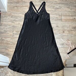 Vintage Oscar De La Renta Elegant Black Lace Nightgown Slip Size Large